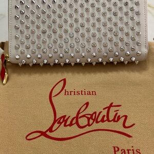 NWOT Christian Louboutin Panettone Calfskin White Studded Wallet